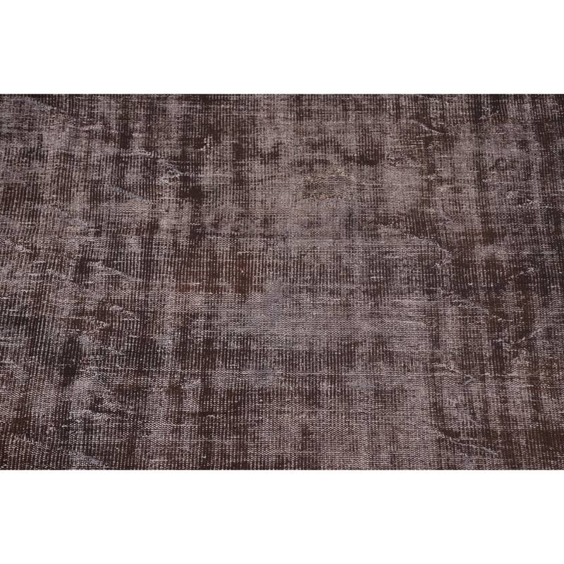 Distressed Brown Over-Dyed Anatolian Turkish Rug Handmade Wool Carpet - 7'2" x 9'10"