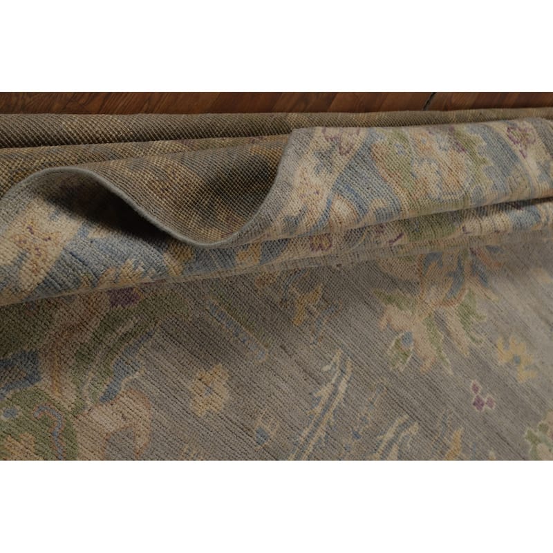 Grey Oushak Turkish Area Rug Handmade Vegetable Dye Wool Carpet - 9'3" x 12'0"