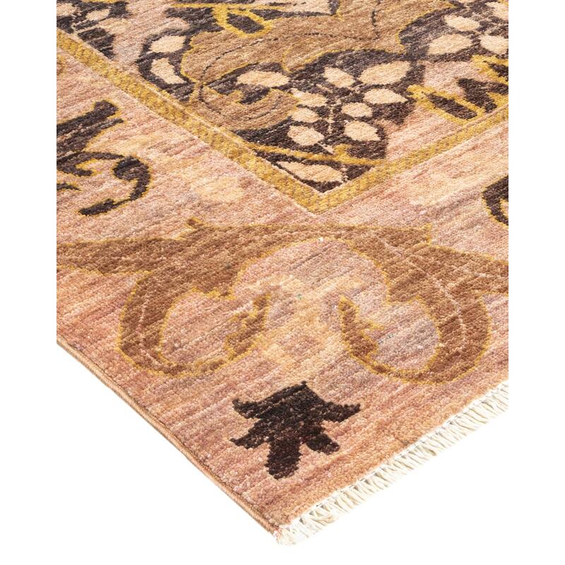 Overton Hand Knotted Wool Vintage Inspired Modern Contemporary Arts & Crafts Beige Area Rug - 5' 10" x 9' 4"