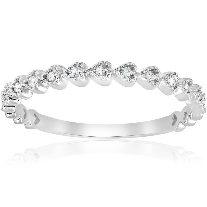 Bliss Diamond Stackable Diamond Wedding Ring White Gold - 7