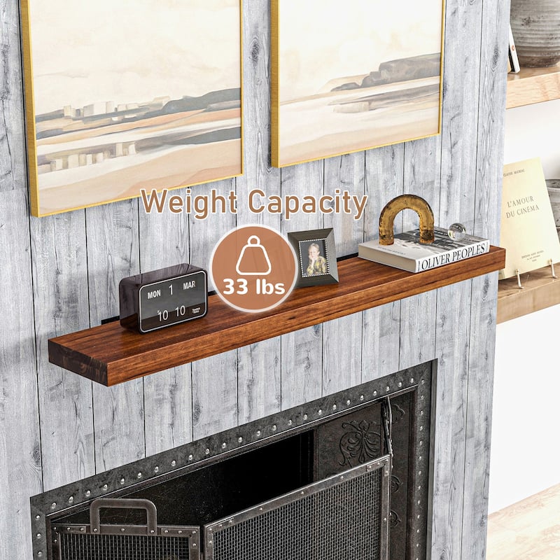 HOMCOM 48 Inch Fireplace Mantel, Floating Farmhouse Solid Fir Wood Shelf, Handmade Heavy Duty Wall Mounted Shelf