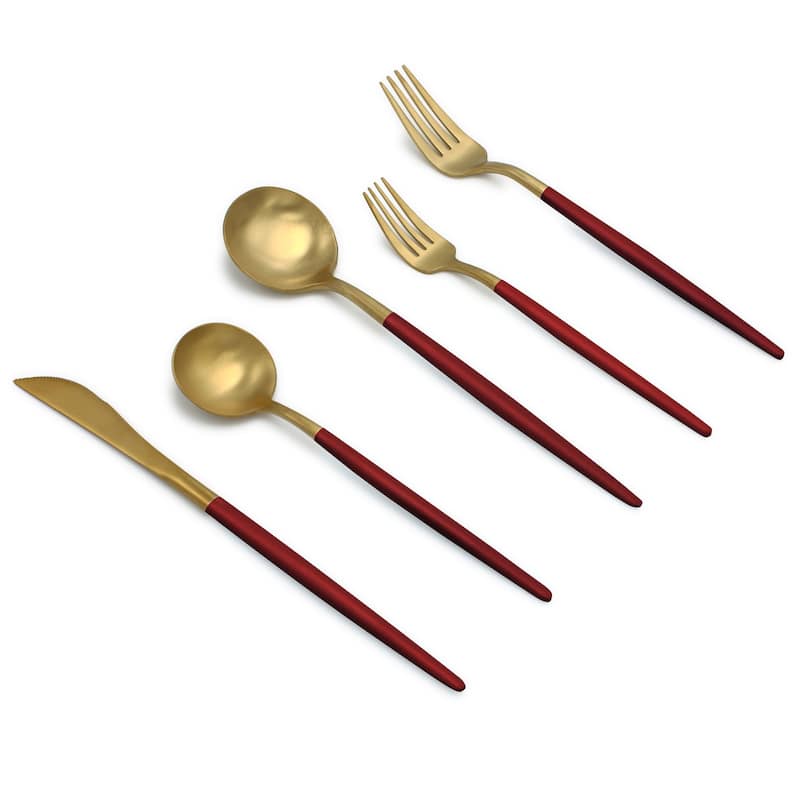 Elyon Lea Matte Two-tone Colored Stainless Steel Flatware Set 20 Pieces