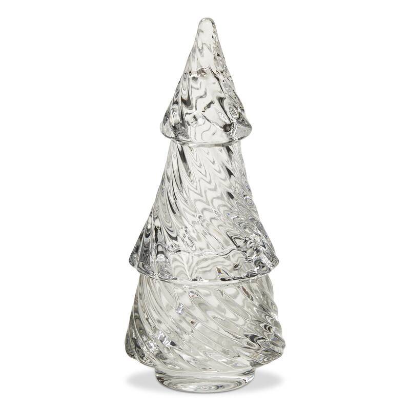 Christmas Glass Twist Tree Tealight Candle Holder Clear, 6.25 inch