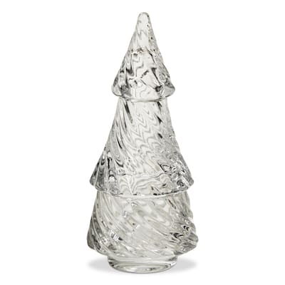 Christmas Glass Twist Tree Tealight Candle Holder Clear, 6.25 inch