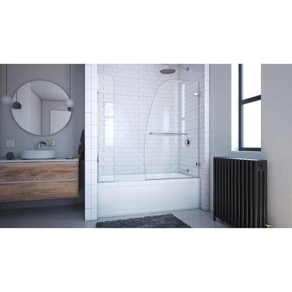 H Frameless Hinged Tub Door with Extender Panel in Chrome W x 58 in DreamLine Aqua 56-60 in SHDR-3148586-EX-01