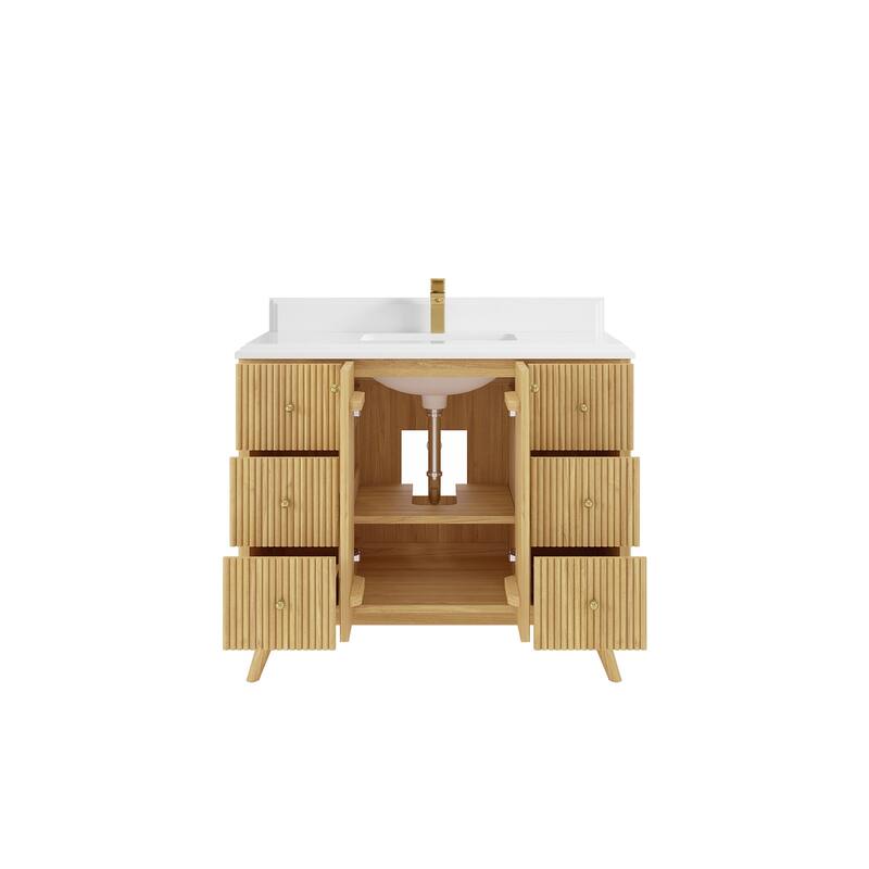 Willow Collections 42 in. W x 22 in. D Pasadena Solid TeakSingle Sink Bathroom Vanity with Countertop
