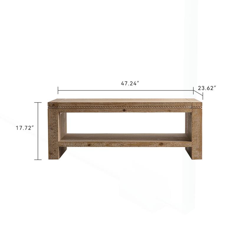 Versatile Rustic Coffee Table with Storage Shelf for Living and Office Spaces