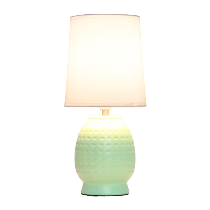 Ceramic Table Lamp with Fabric Shade for Small Spaces - 6 x 6 x 13 in. (L x W x H)