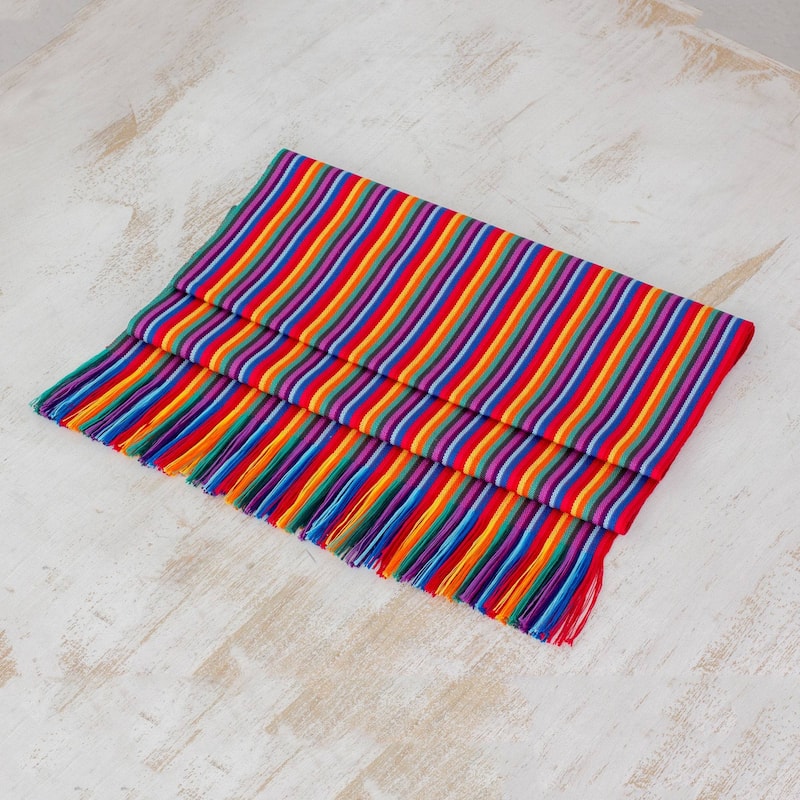 Novica Handmade Rainbow Colors Cotton Table Runner