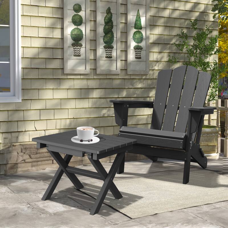Outdoor Patio HDPE Foldable Side Table, Waterproof & Weather Resistant