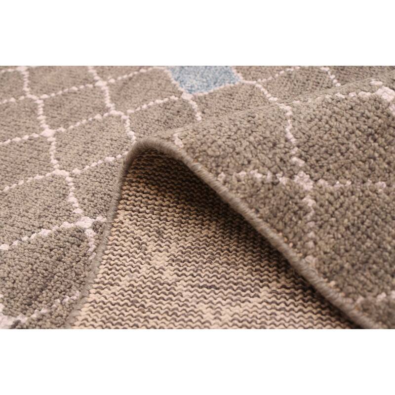 ECARPETGALLERY Hand-knotted Tangier Grey Viscose, Wool Rug - 5'3 x 7'6