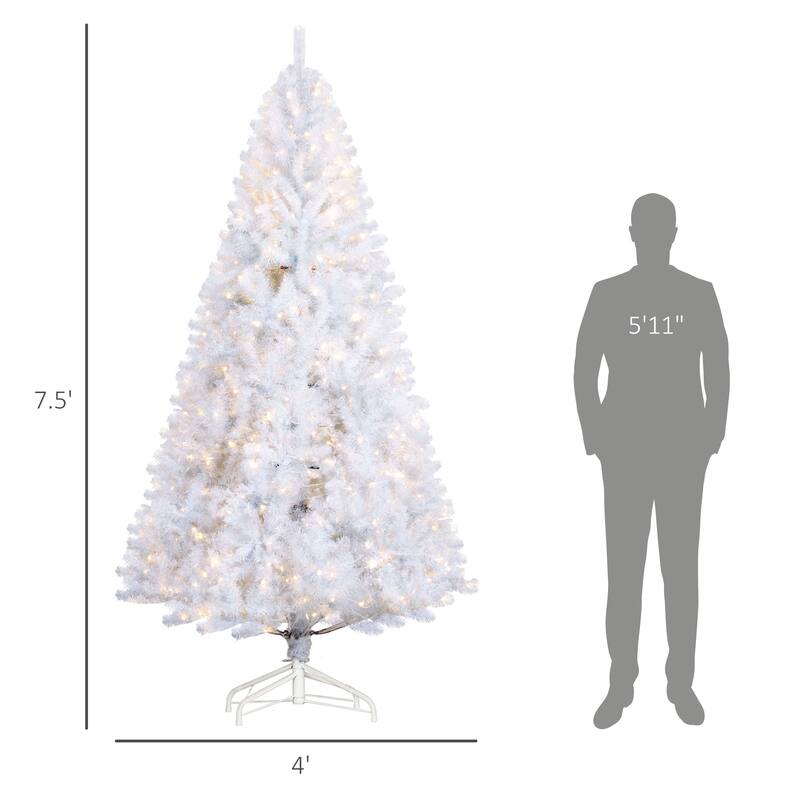 7.5' Tall Prelit Christmas Tree Douglas Fir Artificial Christmas Tree with Realistic Branches, 500 Warm White LED Lights