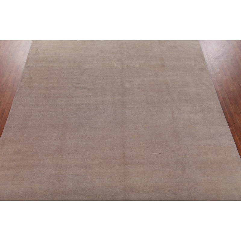 Hand Knotted Oriental 100% Wool Carpet Modern Solid Pink Gabbeh Area Rug - 13' 0'' X 10' 0''
