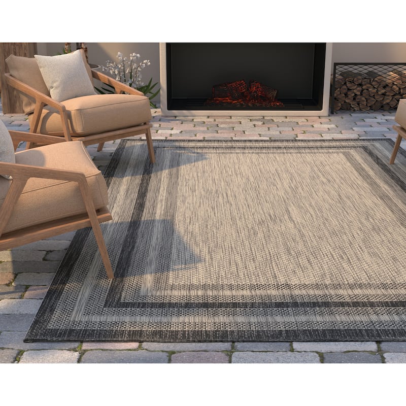 Porch & Den Costelloe Textured Border Area Rug