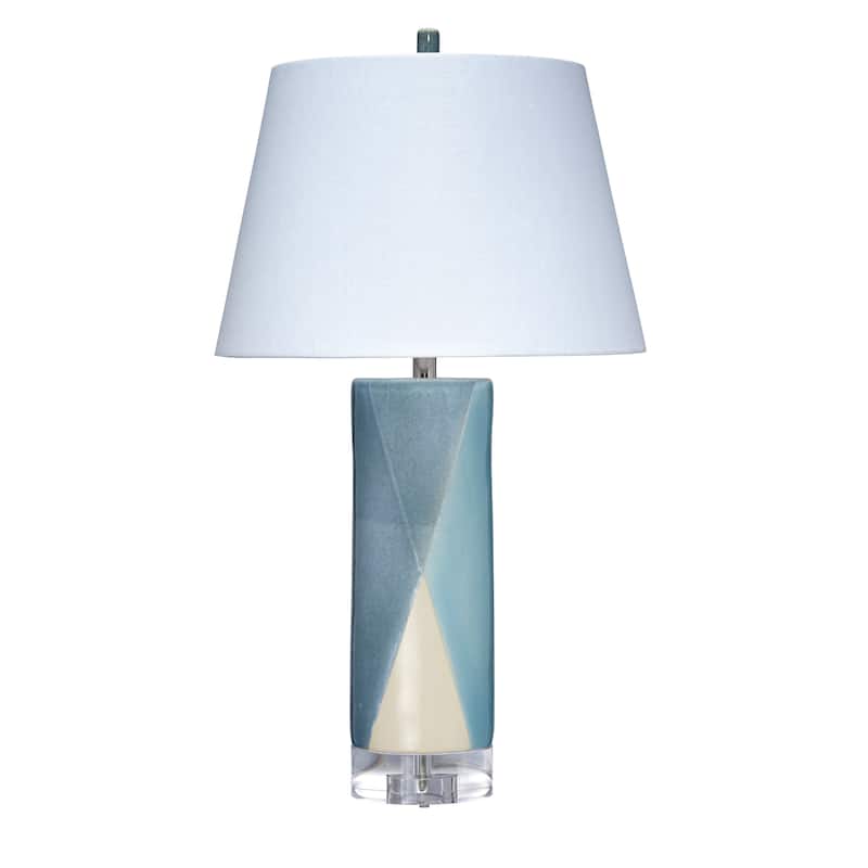 Jamie Young Diamond Ceramic Table Lamp with Linen Shade