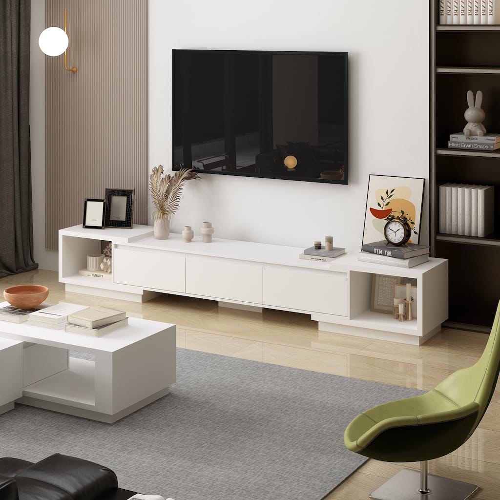 TV Stand in Stretch Entertainment Center Table Retracted Extendable