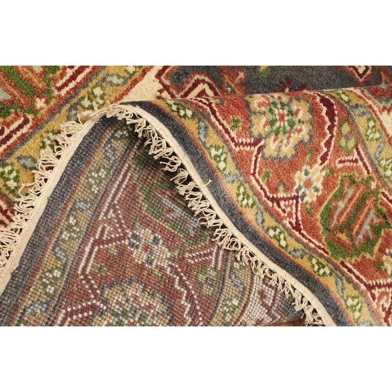 Hand Knotted Oriental 100% Wool Carpet Traditional Geometric Greys & Charcoal Viss Area Rug - 8' 11'' X 5' 11''