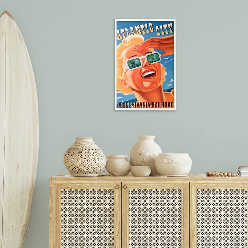 Stupell Atlantic City Vintage Woman Framed Giclee Art Design By Marcus Jules