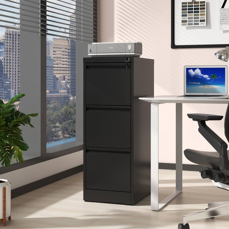 3 Drawer Metal Vertical File Cabinet with Lock