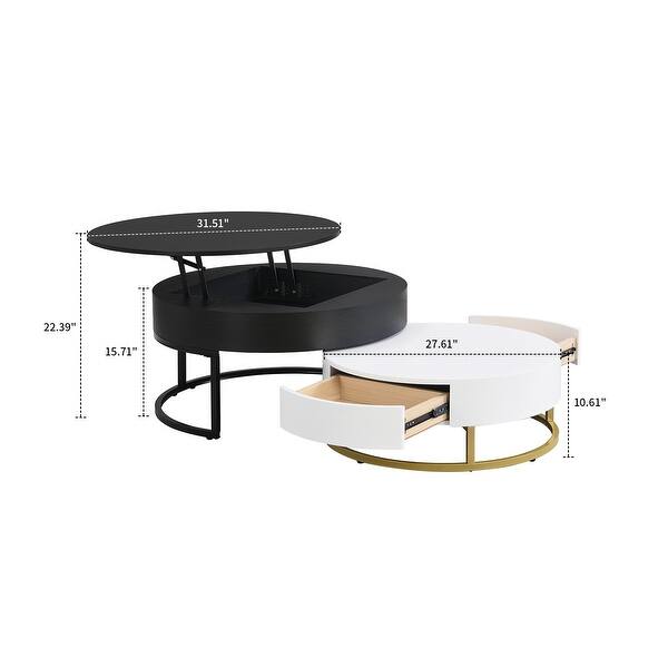 dimension image slide 0 of 2, Modern Stylish Two Piece Wooden Nesting Coffee Table Set