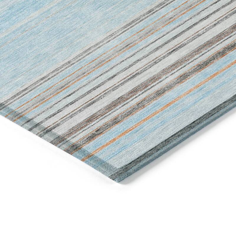Machine Washable Indoor/ Outdoor Ombre Stripes Chantille Rug