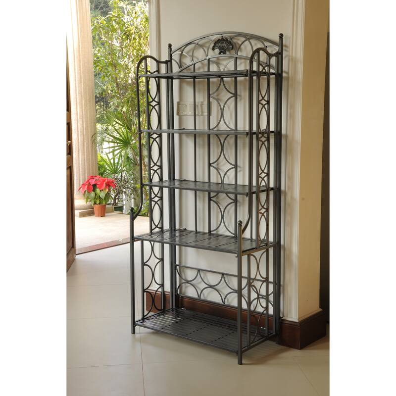 International Caravan Mandalay Iron 5-tier Baker's Rack