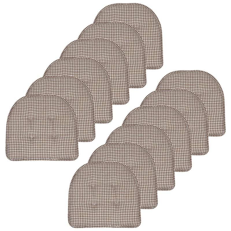Houndstooth U-Shaped 16" x 17" Memory Foam Chair Pad - Set of 12 - Brown