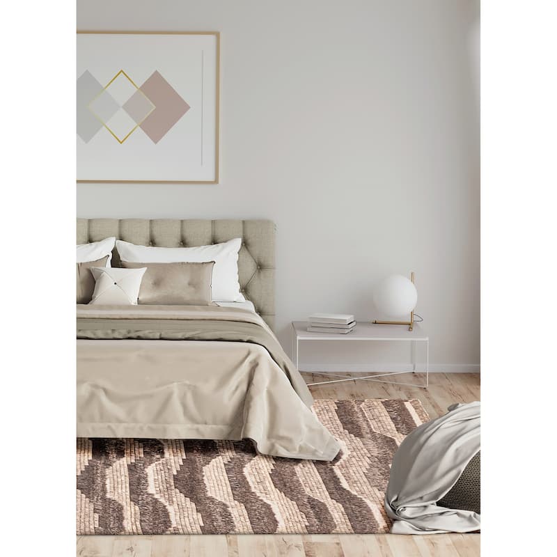 ECARPETGALLERY Hand-knotted Tangier Beige, Taupe Wool Rug - 4'11 x 7'9