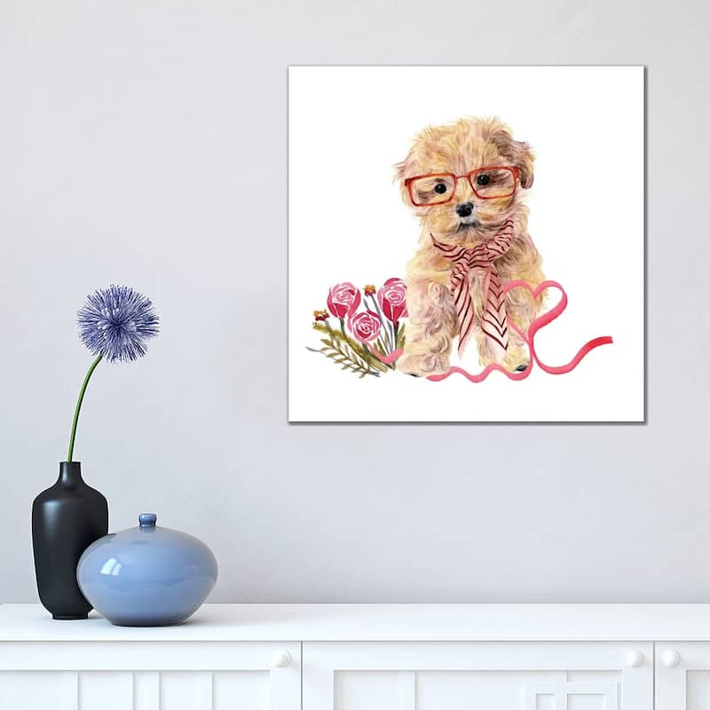 iCanvas "Valentine Puppy II" by Melissa Wang Canvas Print - 18x18x1.5