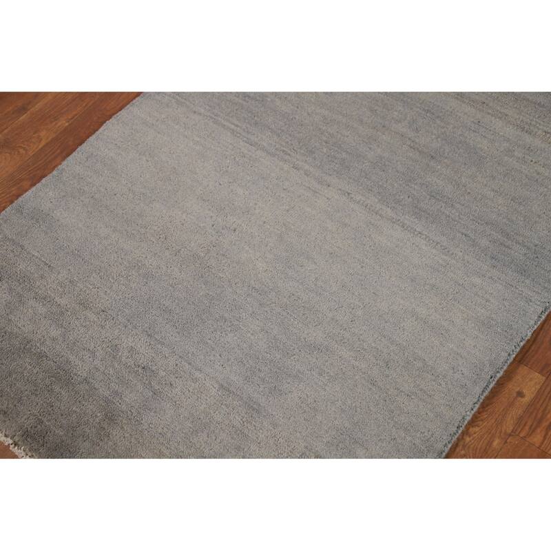 Gray Gabbeh Modern Foyer Rug Hand-Knotted Wool Carpet - 2'8"x 3'11"