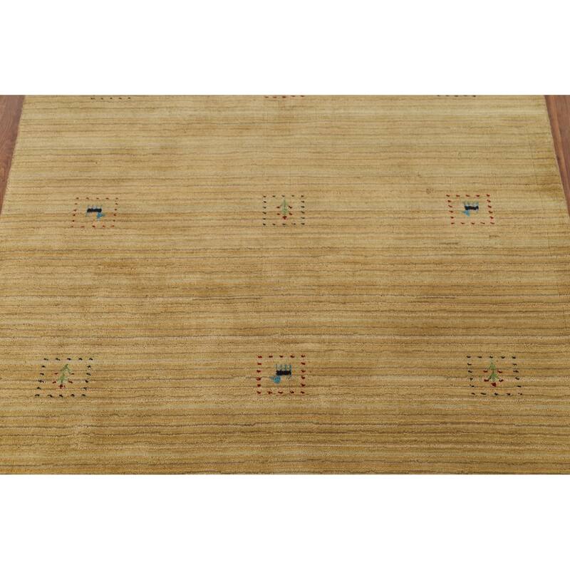 Gold Tribal Gabbeh Oriental Area Rug Handmade Wool Carpet - 4'11"x 7'11"