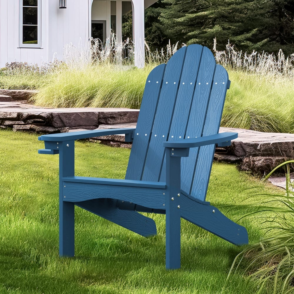 Plastic Poly Weather Resistant Outdoor Patio Adirondack Chair 1-Pack - 35"D x 30"W x 36.2"H