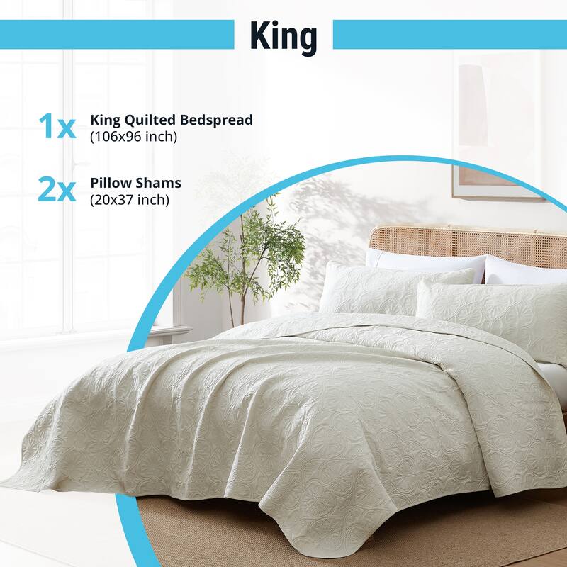 HLC.ME Benji - 3 Piece Size Quilt Set, Lightweight Bedspread Coverlet Set