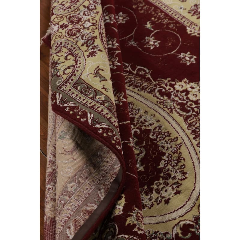 Burgundy Red Kashan Turkish Area Rug Machine Made Carpet - 6'6" x 9'10"