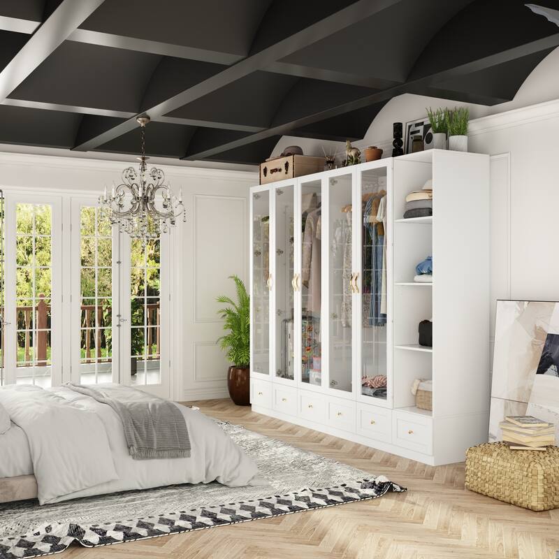 Multi-Piece Wardrobe Set Adaptable Closet Modules Combo Armoires