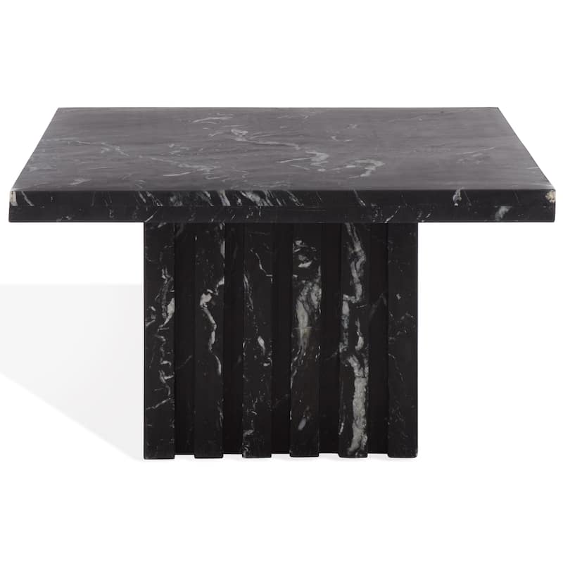 SAFAVIEH Couture Izzat Square Marble Accent Table - 21 In W x 21 In D x 12 In H - 21"W x 21"D x 12"H - Black
