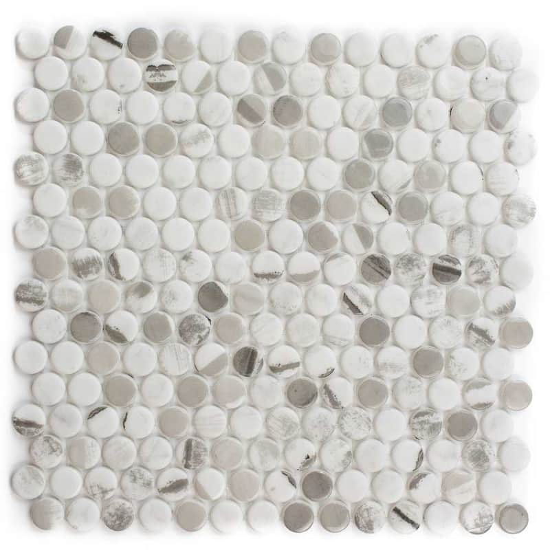 Eterna Penny 12x12 Glass Round Mosaic Tile - Floor, Wall, Backsplash - 1 Sheet (0.88 Sq. ft.) - Alaia
