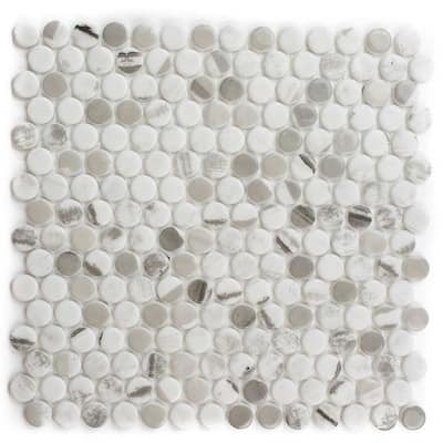 Eterna Penny 12x12 Glass Round Mosaic Tile - Floor, Wall, Backsplash