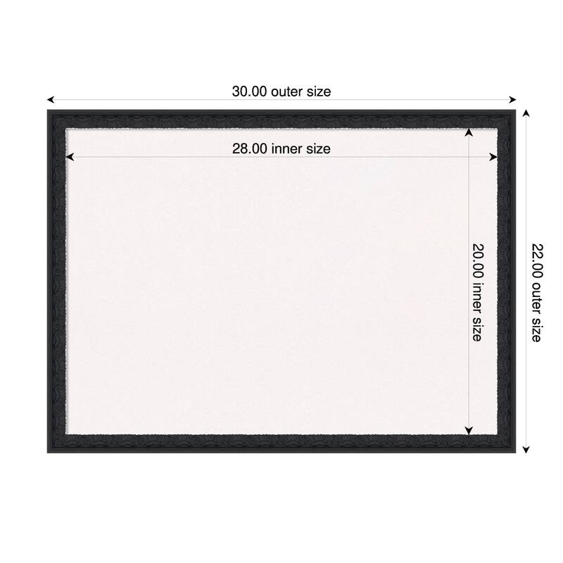 Bethany Black Wood Framed Cork Board - Bulletin Board, Organization Board, Pin Board - White - 30 x 22 in