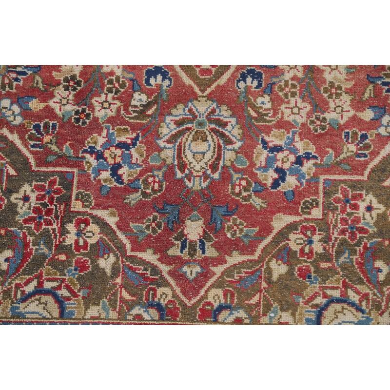 Hand Knotted Oriental 100% Wool Carpet Traditional Floral Red Kashan Area Rug - 10' 2'' X 6' 6''