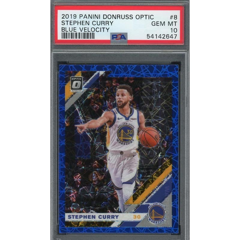 Stephen Curry 2019 Panini Donruss Optic Blue Velocity Basketball Card #8 PSA 10 - 8'6" x 11'6"