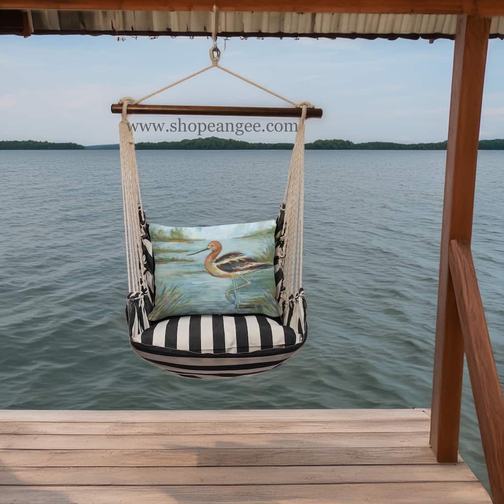 Magnolia Casual Swing Set 4 piece - True Black Stripe w/ Avocet Bird in Water