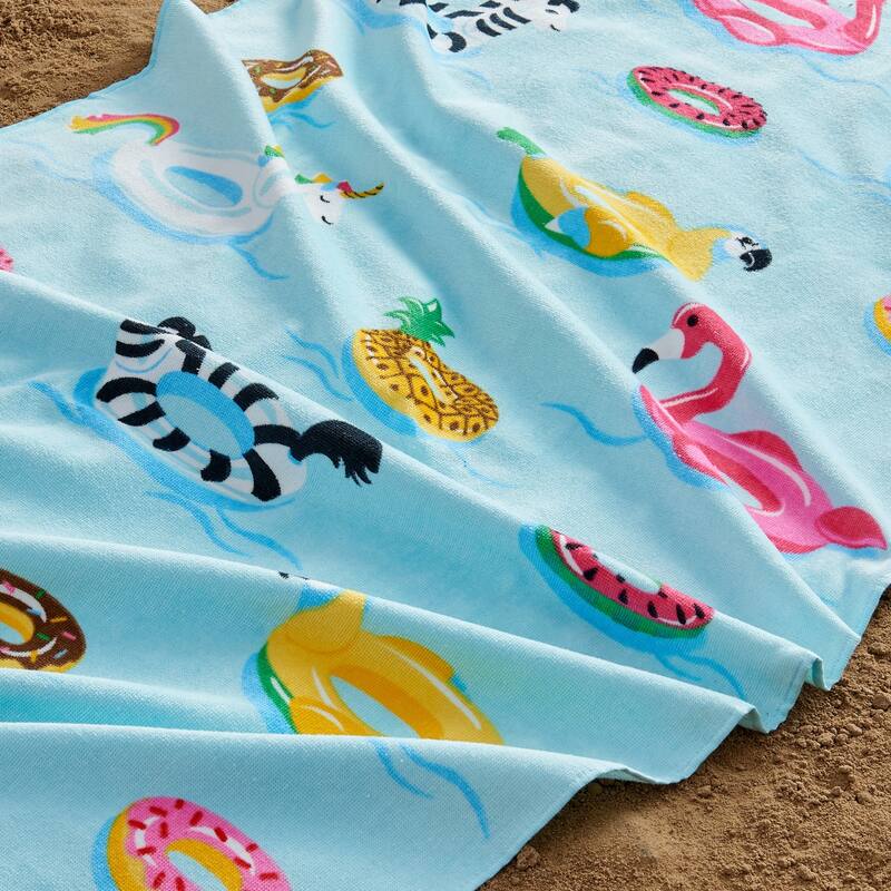 Linery & Co. 100% Cotton Printed Beach Towel for Kids, 30" x 60"