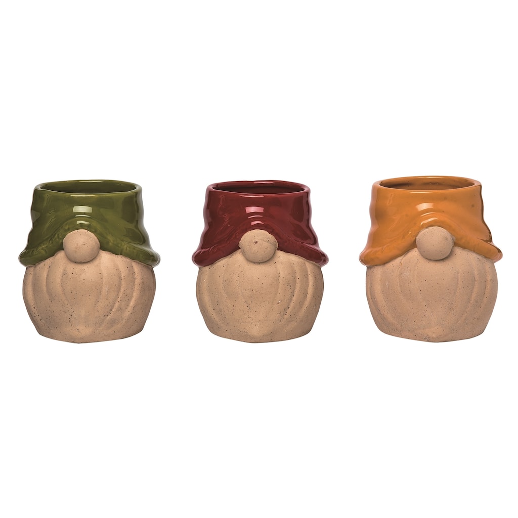 Transpac Ceramic Gnome Planter Set of 3 Spring Home Decorations