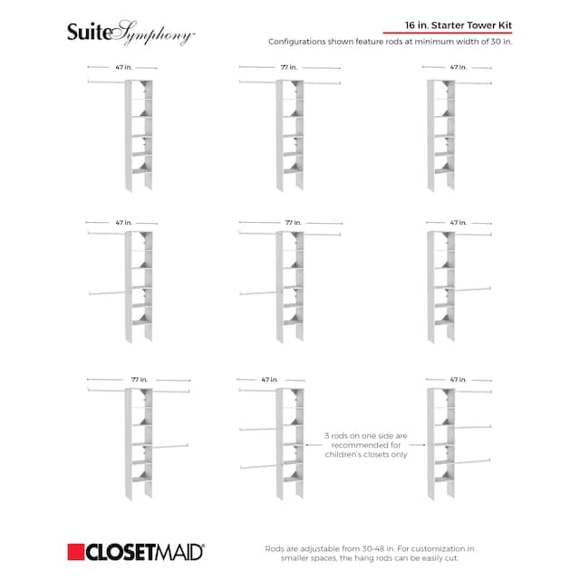 ClosetMaid SuiteSymphony Starter Closet 16-inch Wide Tower Kit