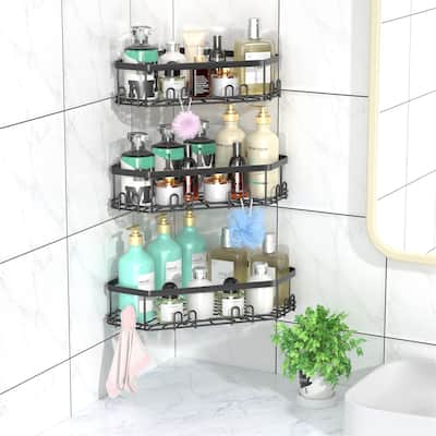 3 Pack Adhesive Stainless Steel Shower Shelves for Bathroom