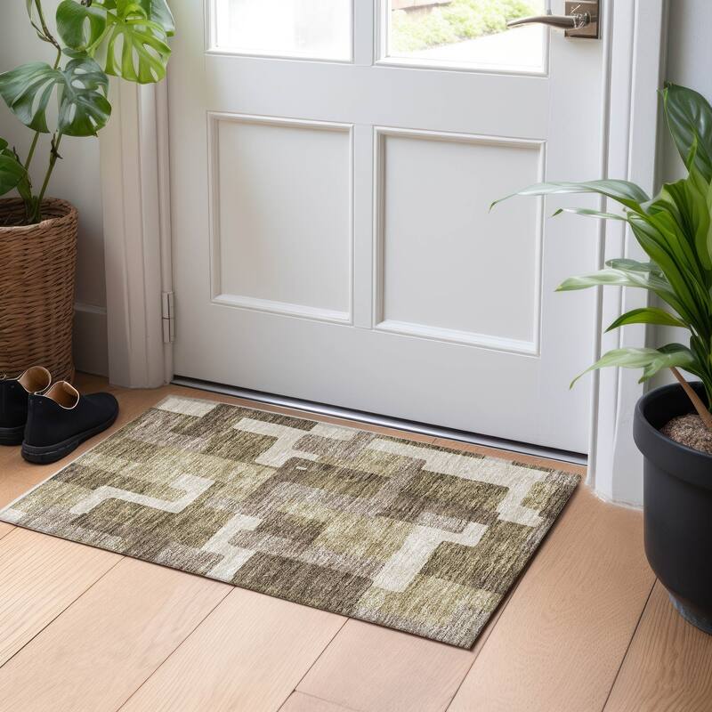 Premium Washable Super Soft Modern Geo Mayfield Rug - Brown - 1' 8" x 2' 6" - Rectangle