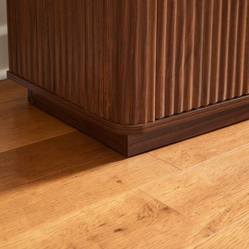 Modern 6 Drawer Dresser with Wave Front Design, Wide Storage Chest and TV Stand, 55" Wooden Organizer Cabinet