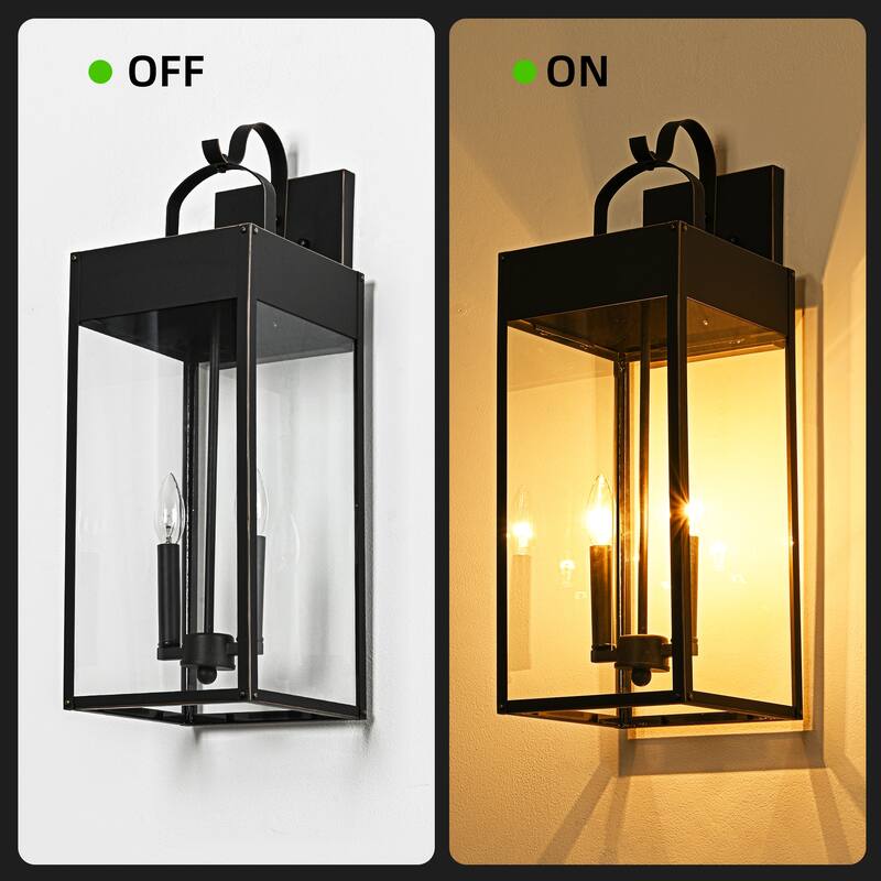Oil Rubbed Bronze Outdoor Hardwired Wall Lantern Sconce - 2 Variants (20in 1-Light/24in c), Clear Glass, Wet Rated