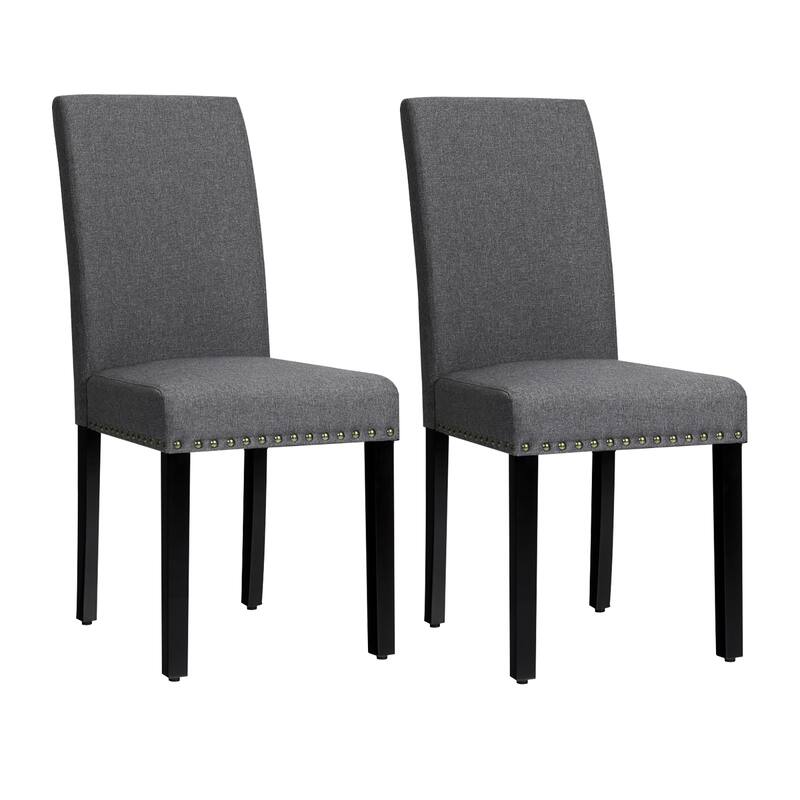 Costway Set of 2 Fabric Dining Chairs Upholstered with Nailhead Trim - See Description
